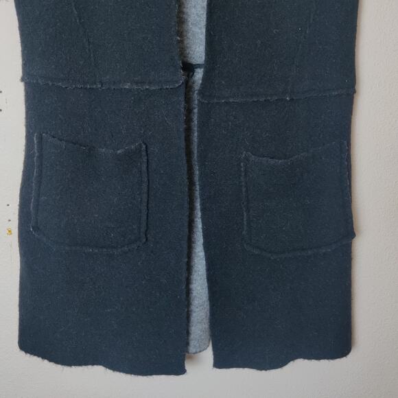 Moth Anthropologie Morris Wool Blend Duster Sweater Vest M/L Petite Black Gray - Picture 4 of 12